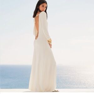 CAROLINE CONSTAS Aliyah Scoop Back Long Sleeve Maxi Dress